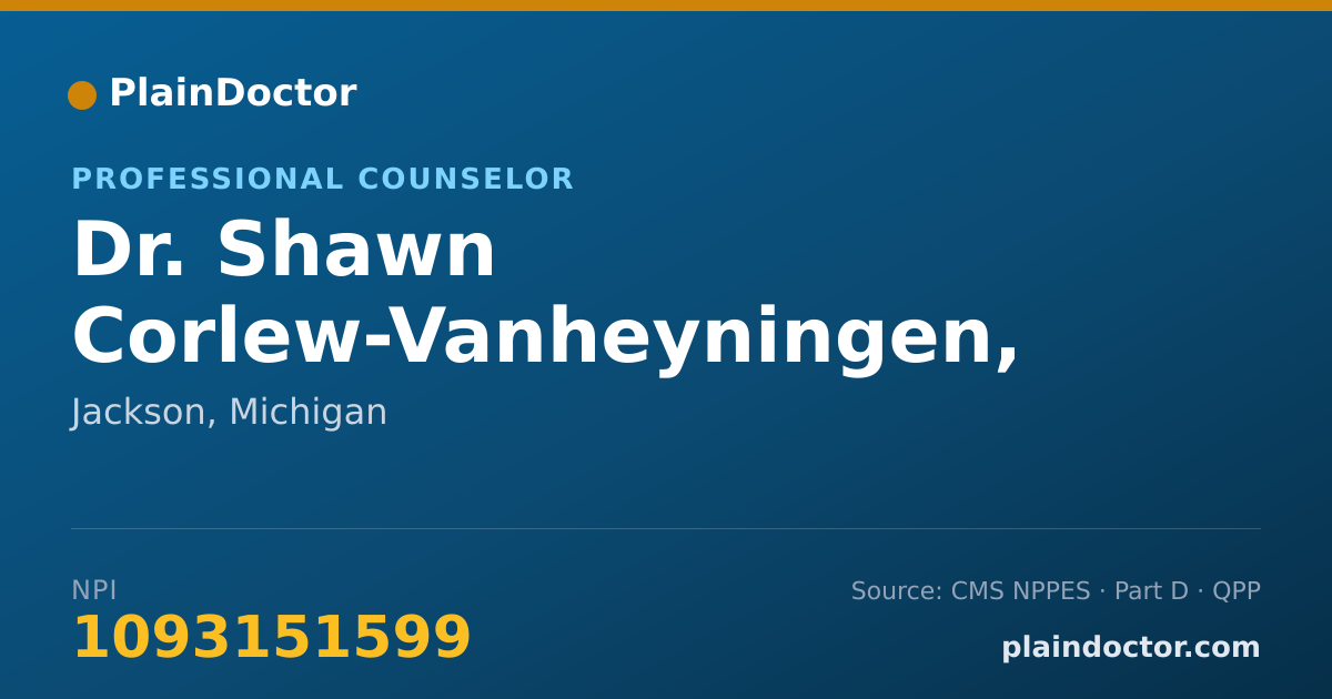 Shareable card for Shawn Corlew-Vanheyningen, LPC - Professional Counselor, Jackson, MI