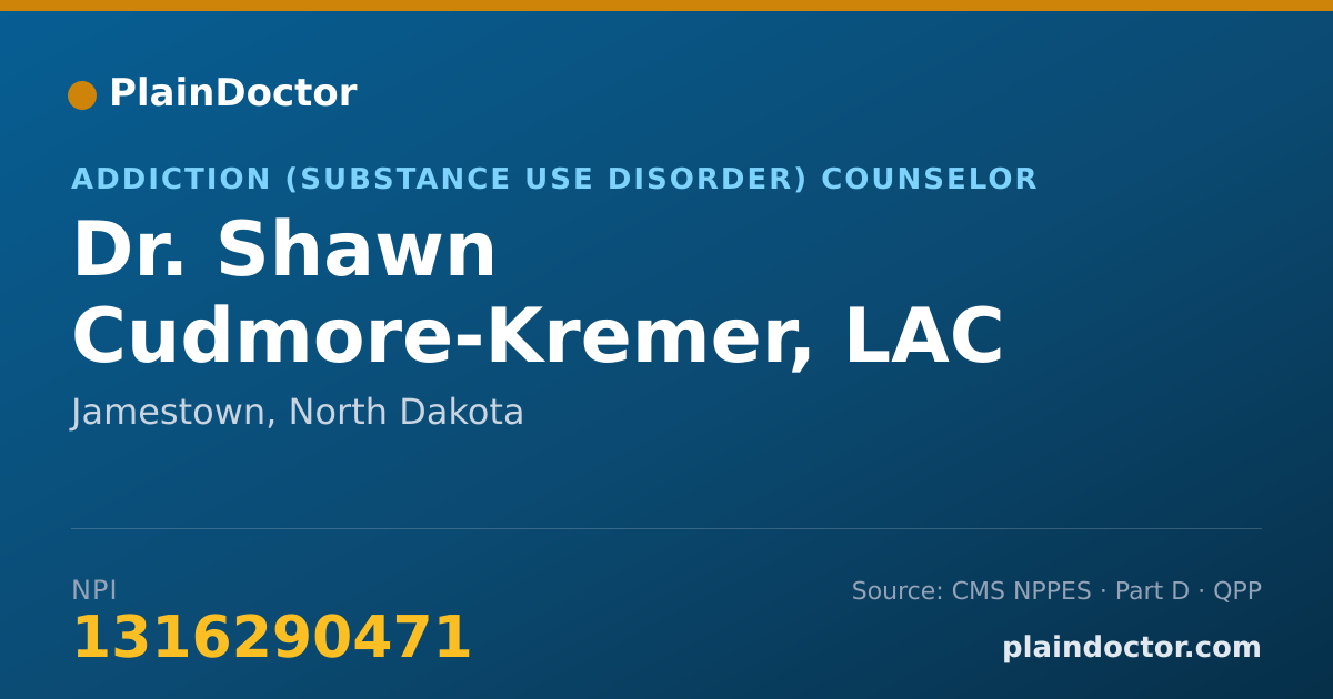 Shareable card for Shawn Cudmore-Kremer, LAC - Addiction (Substance Use Disorder) Counselor, Jamestown, ND
