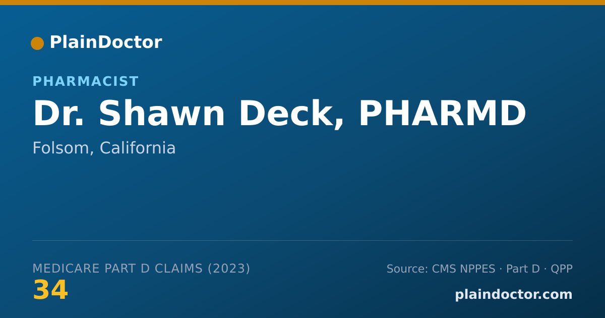 Shareable card for Shawn Deck, PHARMD - Pharmacist, Folsom, CA