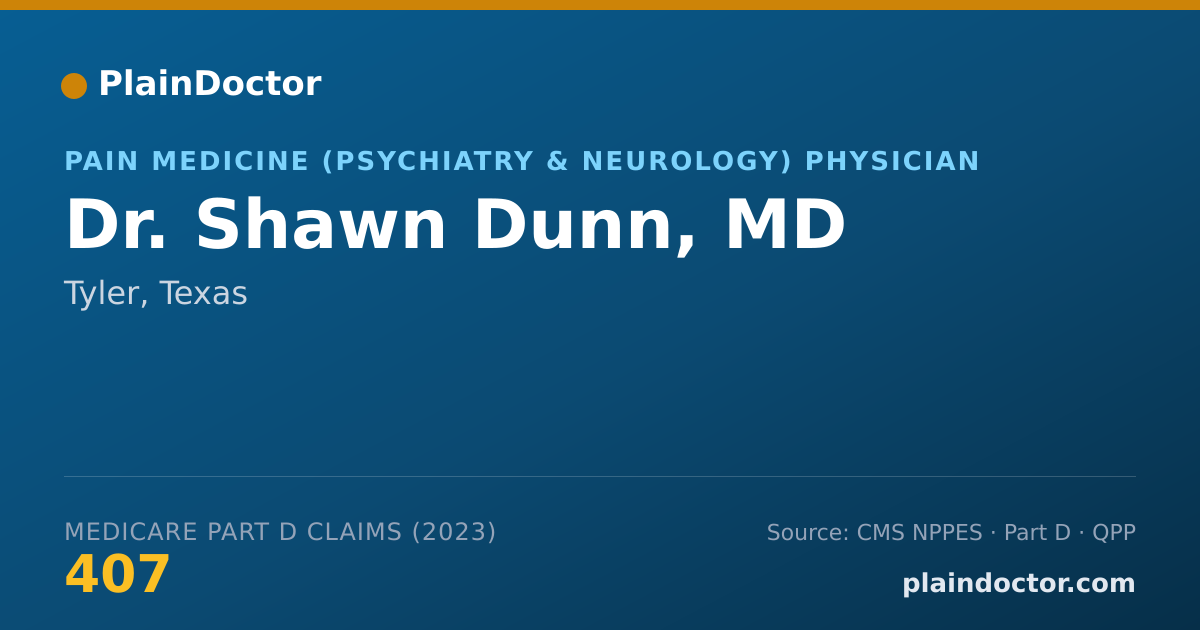 Shareable card for Shawn Dunn, MD - Pain Medicine (Psychiatry & Neurology) Physician, Tyler, TX