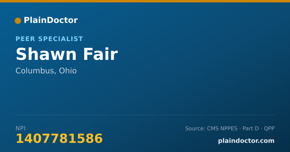 Shareable card for Shawn Fair - Peer Specialist, Columbus, OH