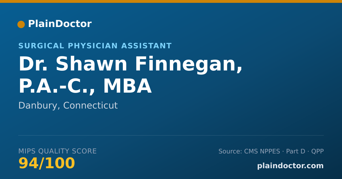 Shareable card for Shawn Finnegan, P.A.-C., MBA - Surgical Physician Assistant, Danbury, CT