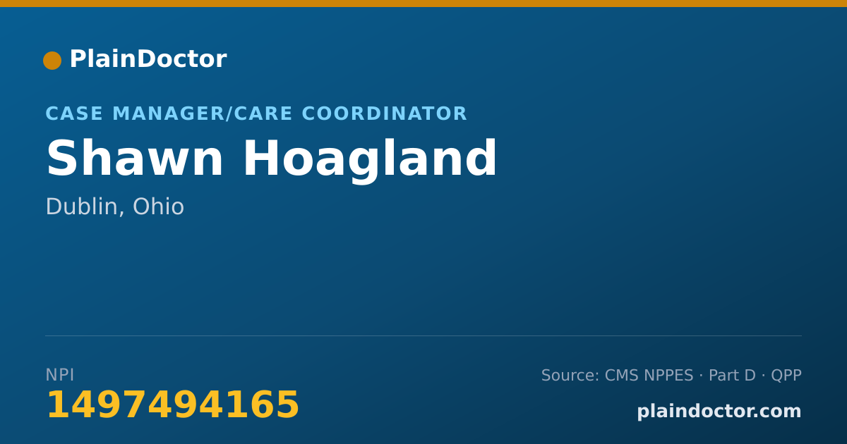 Shareable card for Shawn Hoagland - Case Manager/Care Coordinator, Dublin, OH