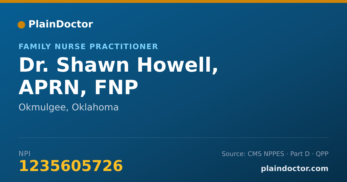 Shareable card for Shawn Howell, APRN, FNP - Family Nurse Practitioner, Okmulgee, OK