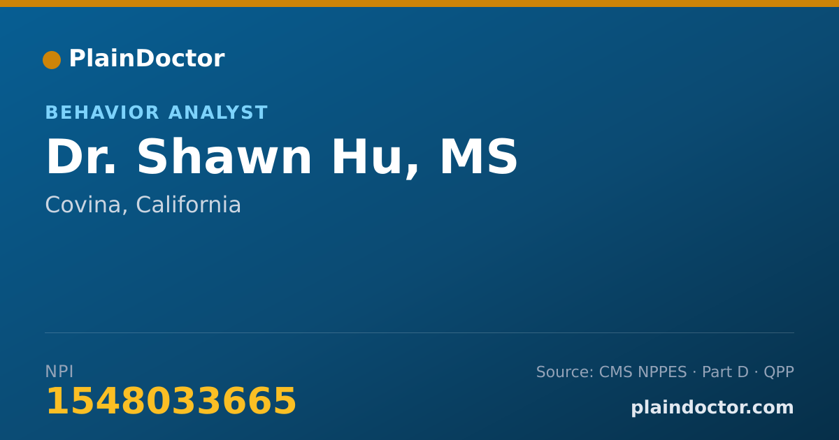 Shareable card for Shawn Hu, MS - Behavior Analyst, Covina, CA