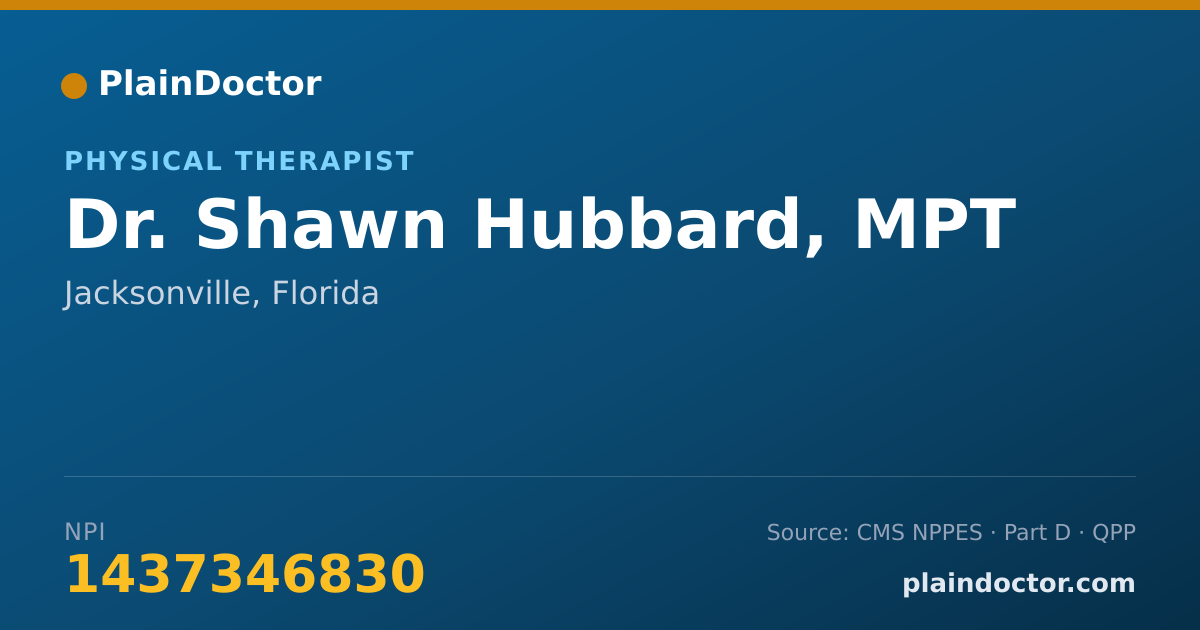 Shareable card for Shawn Hubbard, MPT - Physical Therapist, Jacksonville, FL