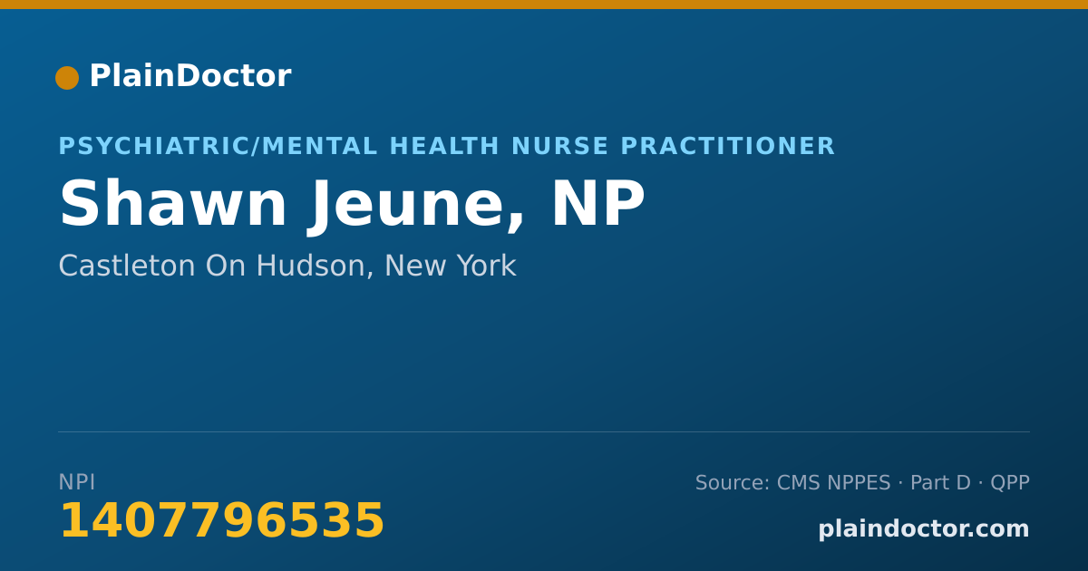Shareable card for Shawn Jeune, NP - Registered Nurse, Castleton On Hudson, NY