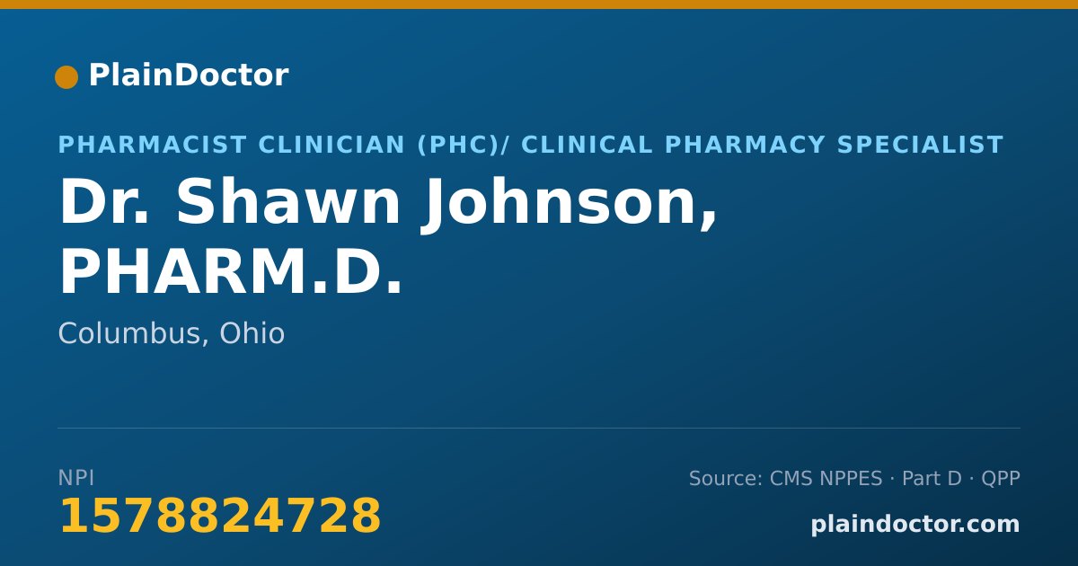 Shareable card for Shawn Johnson, PHARM.D. - Pharmacist Clinician (PhC)/ Clinical Pharmacy Specialist, Columbus, OH