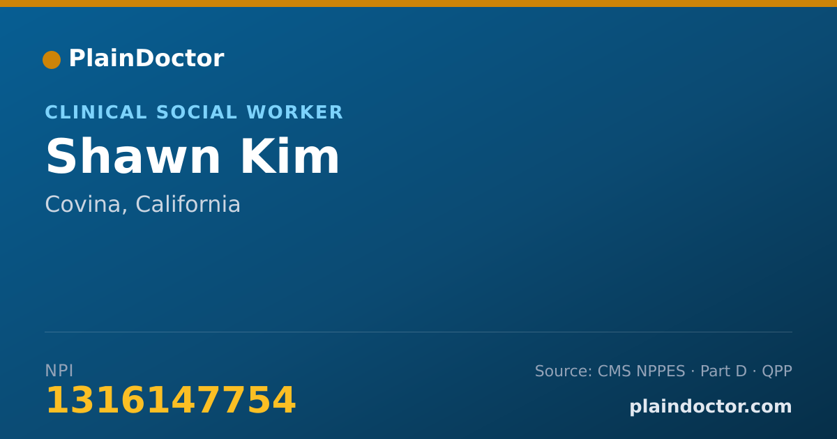 Shareable card for Shawn Kim - Clinical Social Worker, Covina, CA