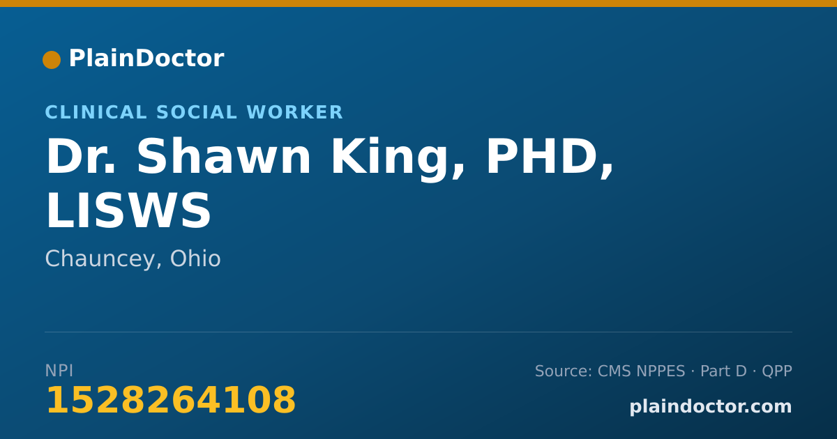 Shareable card for Shawn King, PHD, LISWS - Clinical Social Worker, Chauncey, OH