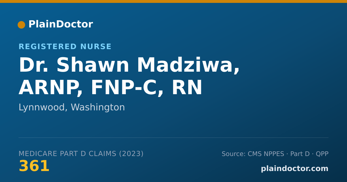 Shareable card for Shawn Madziwa, ARNP, FNP-C, RN - Registered Nurse, Lynnwood, WA