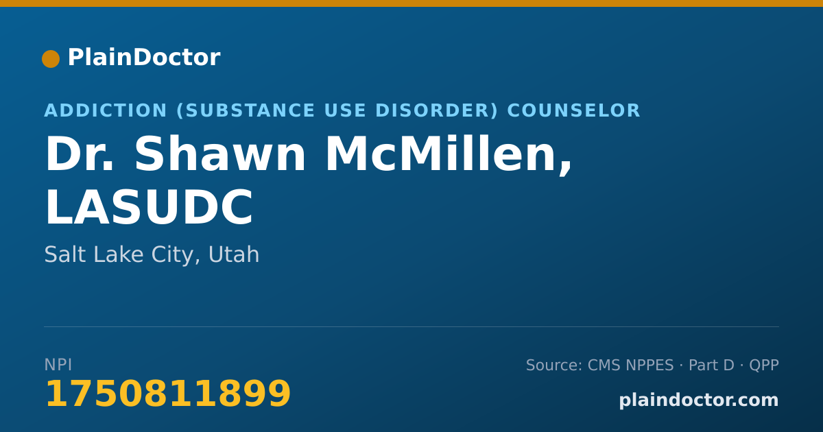 Shareable card for Shawn McMillen, LASUDC - Addiction (Substance Use Disorder) Counselor, Salt Lake City, UT