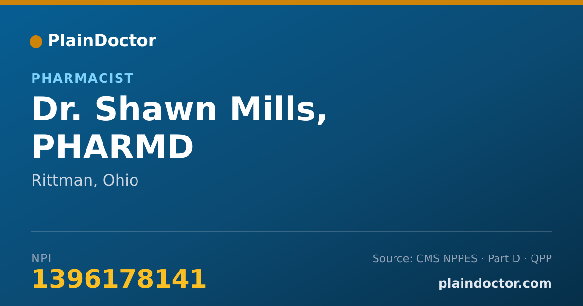 Shareable card for Shawn Mills, PHARMD - Pharmacist, Rittman, OH