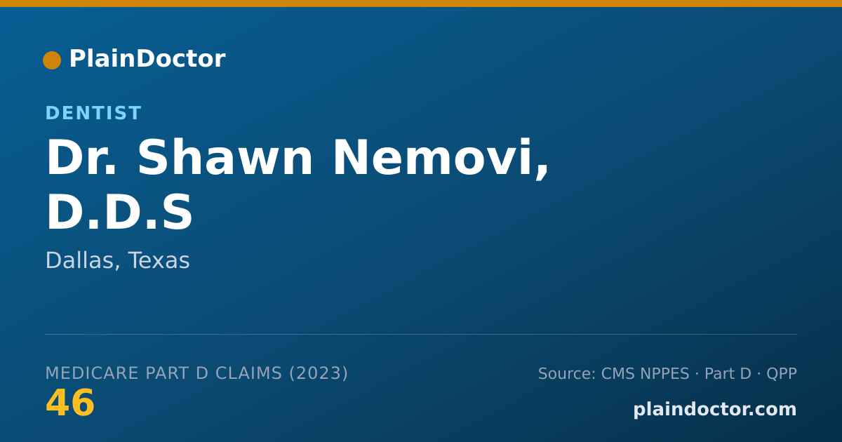 Shareable card for Shawn Nemovi, D.D.S - Dentist, Dallas, TX