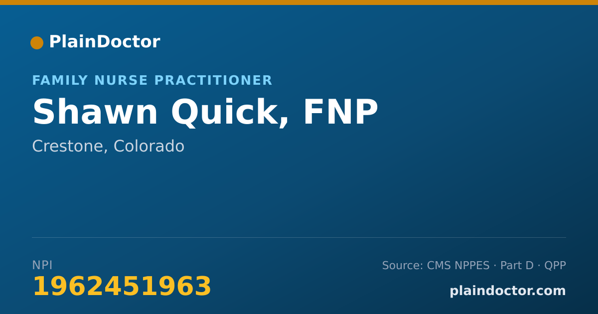 Shareable card for Shawn Quick, FNP - Family Nurse Practitioner, Crestone, CO