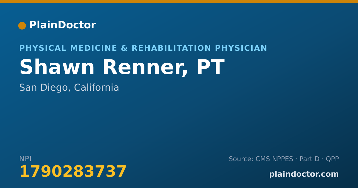 Shareable card for Shawn Renner, PT - Physical Medicine & Rehabilitation Physician, San Diego, CA