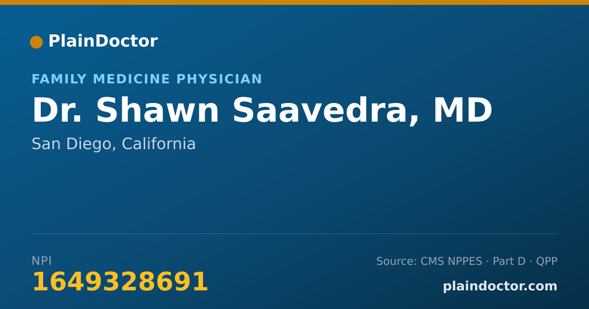 Shareable card for Shawn Saavedra, MD - Family Medicine Physician, San Diego, CA