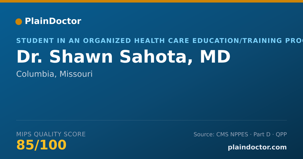 Shareable card for Shawn Sahota, MD - Student in an Organized Health Care Education/Training Program, Columbia, MO