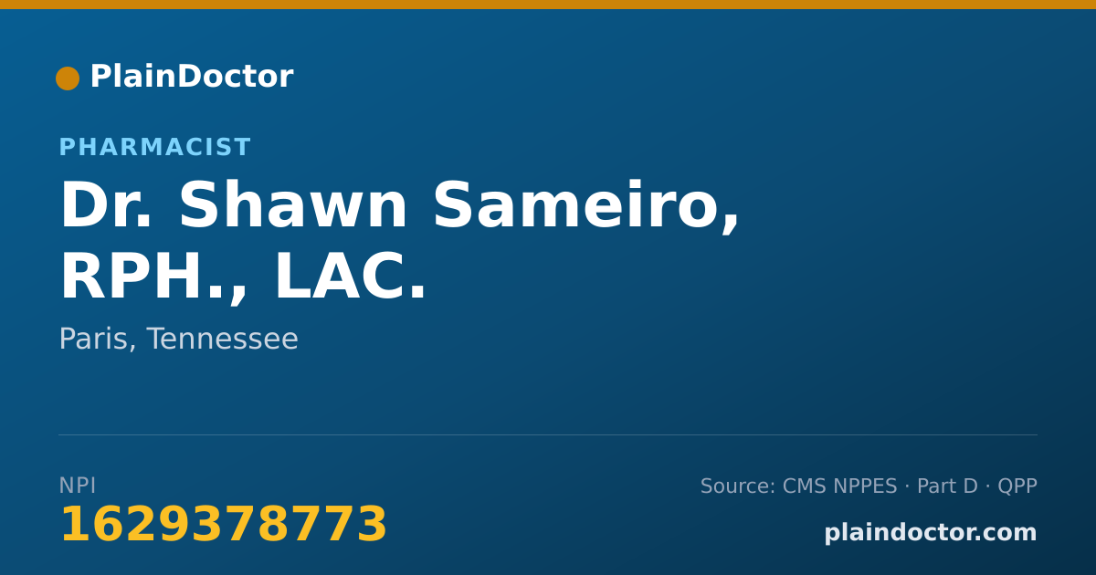 Shareable card for Shawn Sameiro, RPH., LAC. - Pharmacist, Paris, TN
