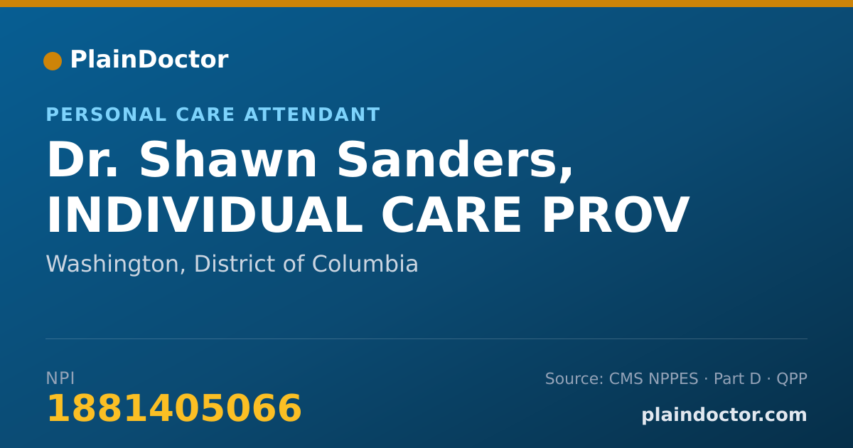 Shareable card for Shawn Sanders, INDIVIDUAL CARE PROV - Personal Care Attendant, Washington, DC