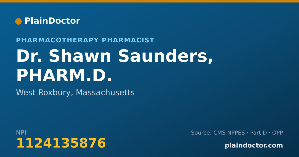 Shareable card for Shawn Saunders, PHARM.D. - Pharmacist, West Roxbury, MA