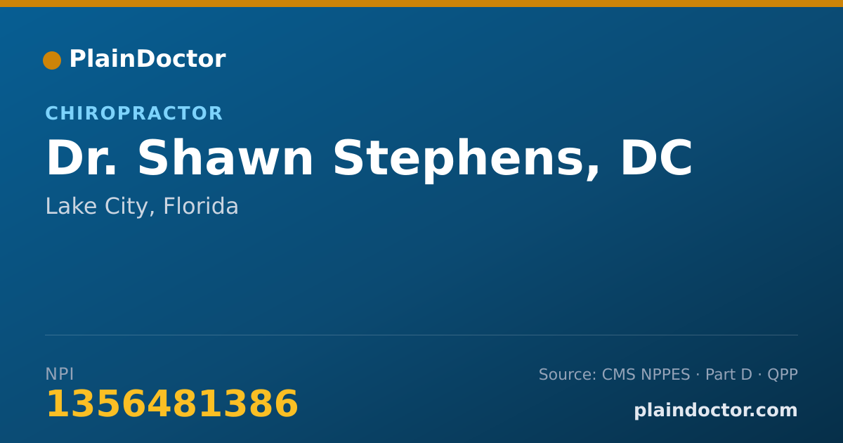 Shareable card for Shawn Stephens, DC - Chiropractor, Lake City, FL