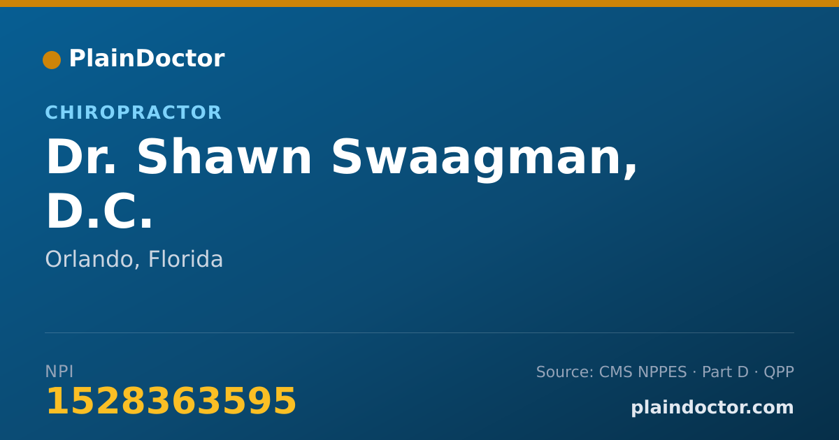 Shareable card for Shawn Swaagman, D.C. - Chiropractor, Orlando, FL