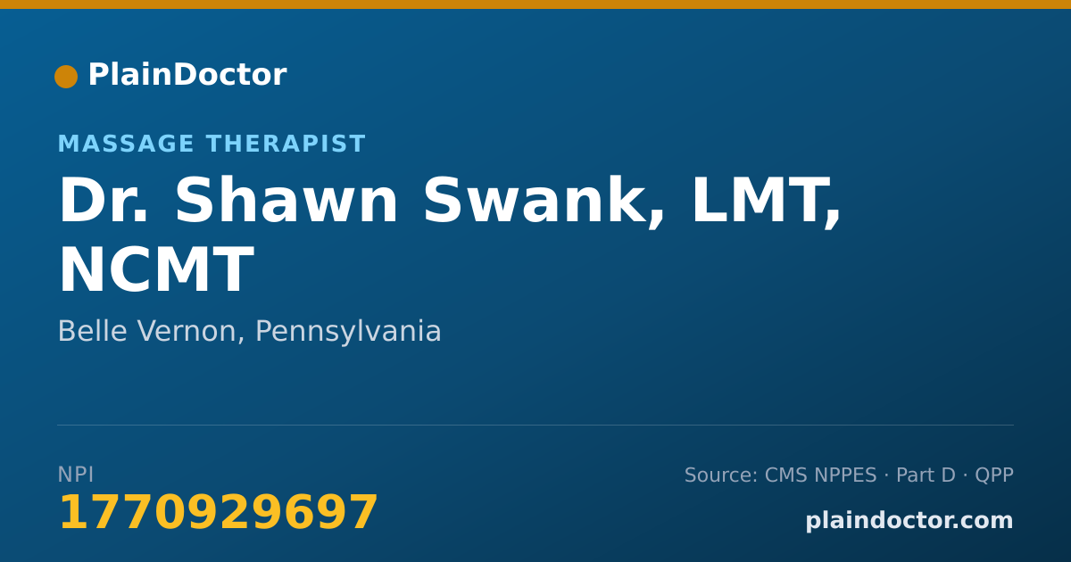 Shareable card for Shawn Swank, LMT, NCMT - Massage Therapist, Belle Vernon, PA