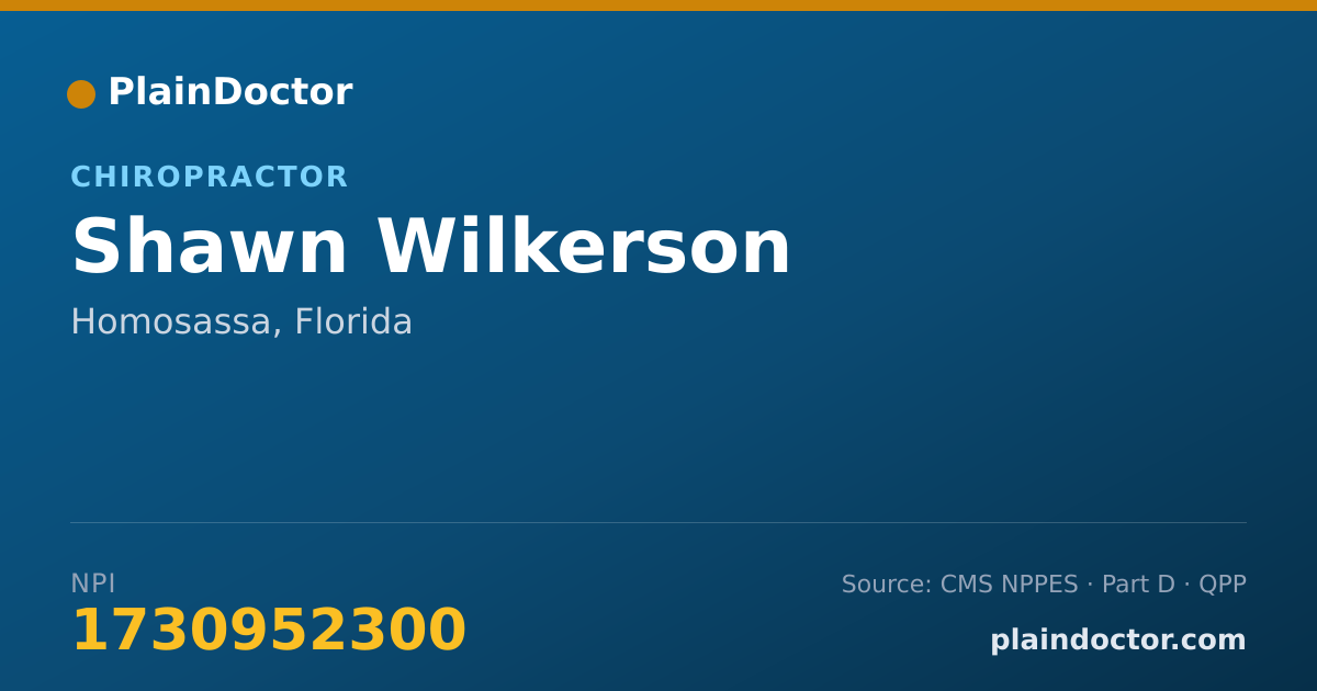 Shareable card for Shawn Wilkerson - Chiropractor, Homosassa, FL