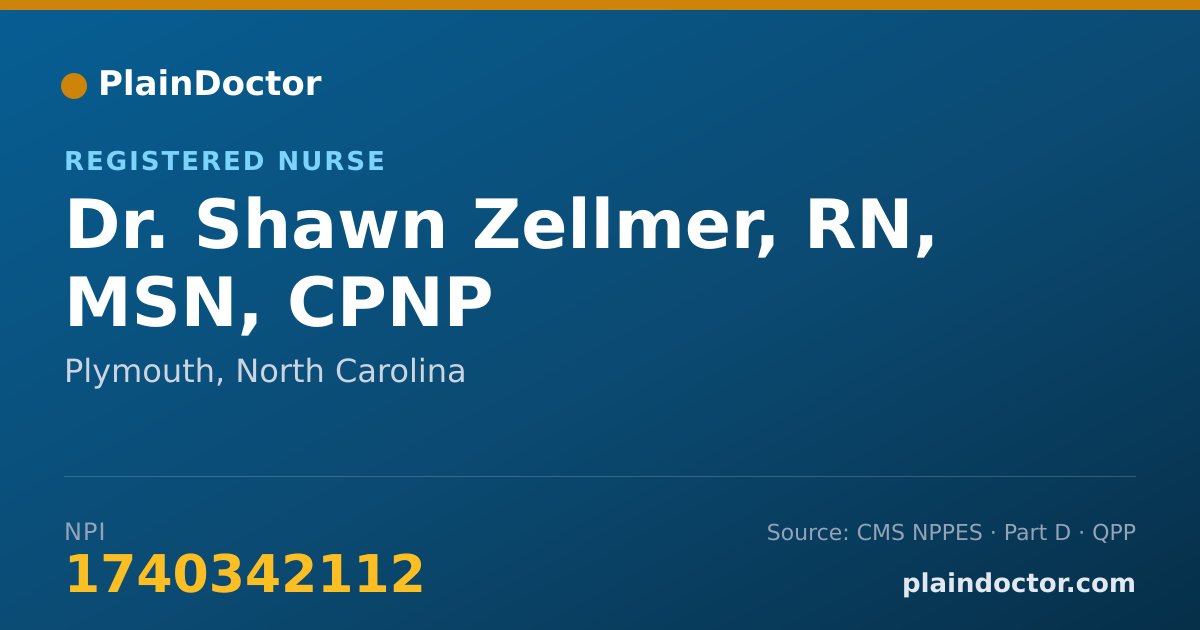 Shareable card for Shawn Zellmer, RN, MSN, CPNP - Registered Nurse, Plymouth, NC
