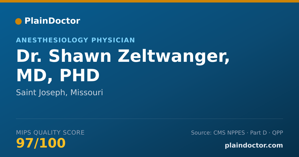 Shareable card for Shawn Zeltwanger, MD, PHD - Anesthesiology Physician, Saint Joseph, MO