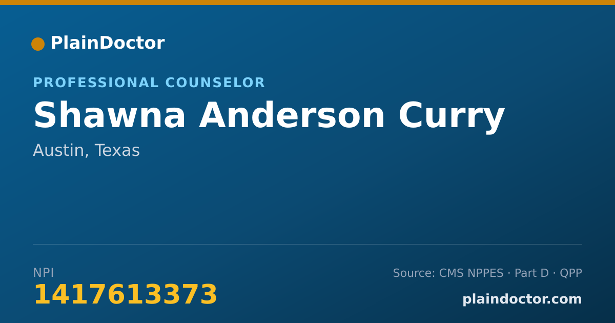 Shareable card for Shawna Anderson Curry - Professional Counselor, Austin, TX