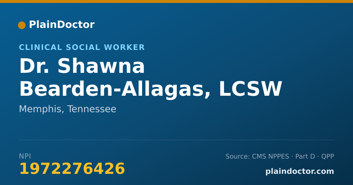 Shareable card for Shawna Bearden-Allagas, LCSW - Clinical Social Worker, Memphis, TN