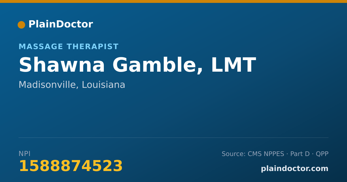 Shareable card for Shawna Gamble, LMT - Massage Therapist, Madisonville, LA
