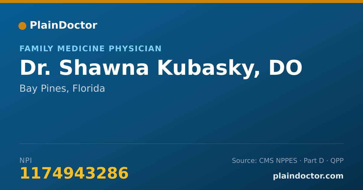 Shareable card for Shawna Kubasky, DO - Family Medicine Physician, Bay Pines, FL