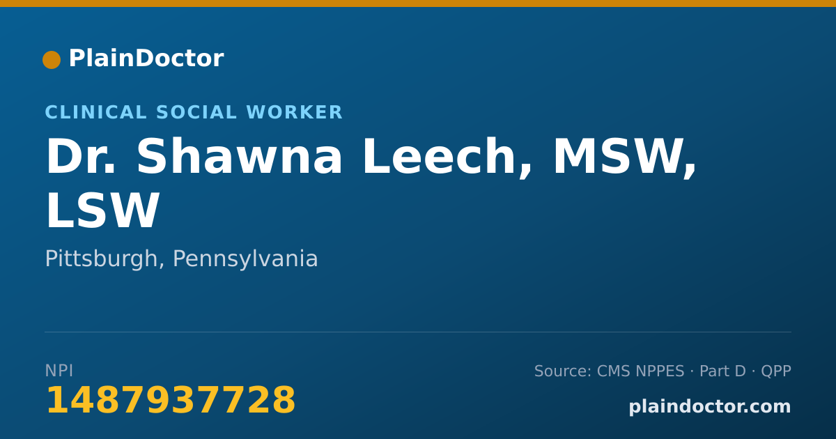 Shareable card for Shawna Leech, MSW, LSW - Clinical Social Worker, Pittsburgh, PA