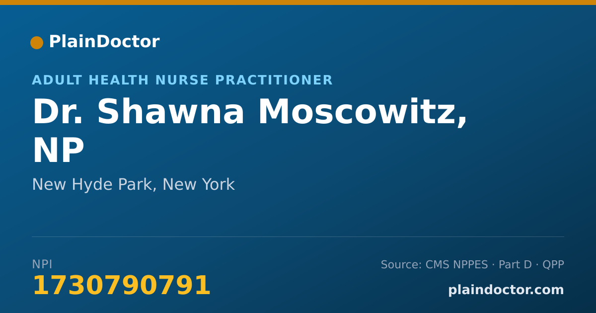 Shareable card for Shawna Moscowitz, NP - Adult Health Nurse Practitioner, New Hyde Park, NY