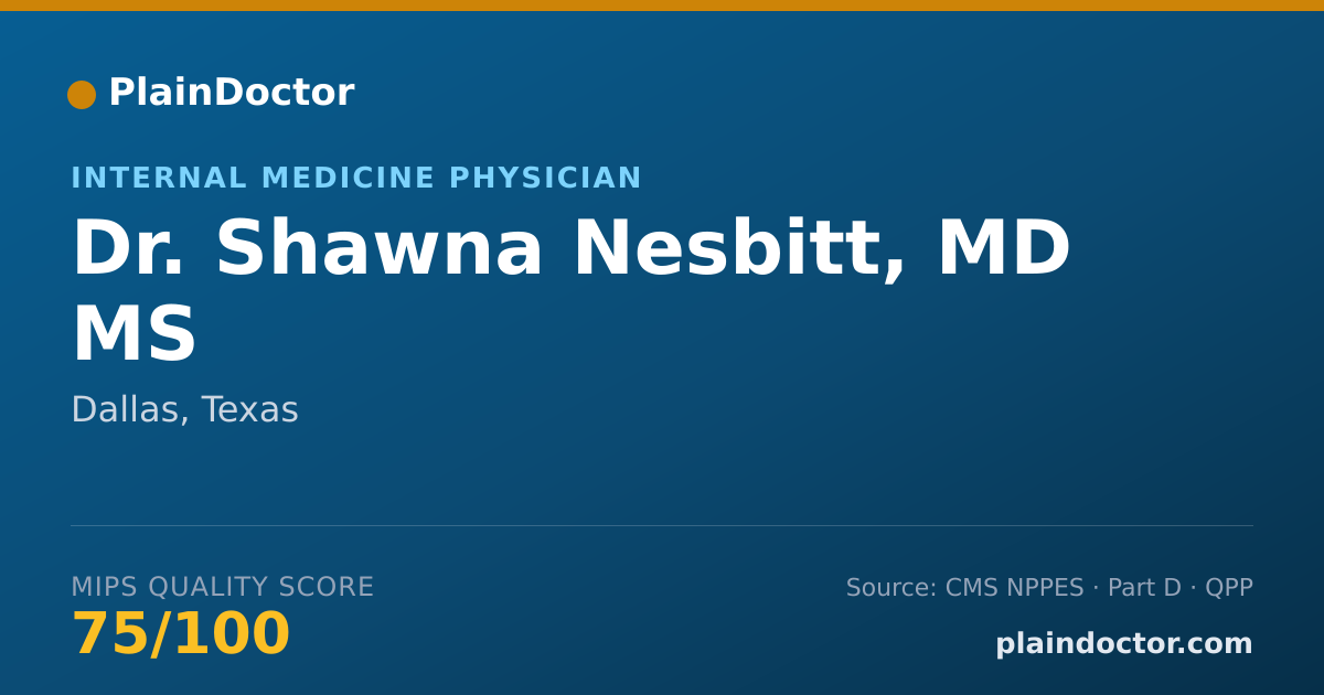 Shareable card for Shawna Nesbitt, MD MS - Internal Medicine Physician, Dallas, TX