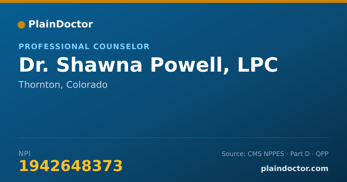 Shareable card for Shawna Powell, LPC - Professional Counselor, Thornton, CO