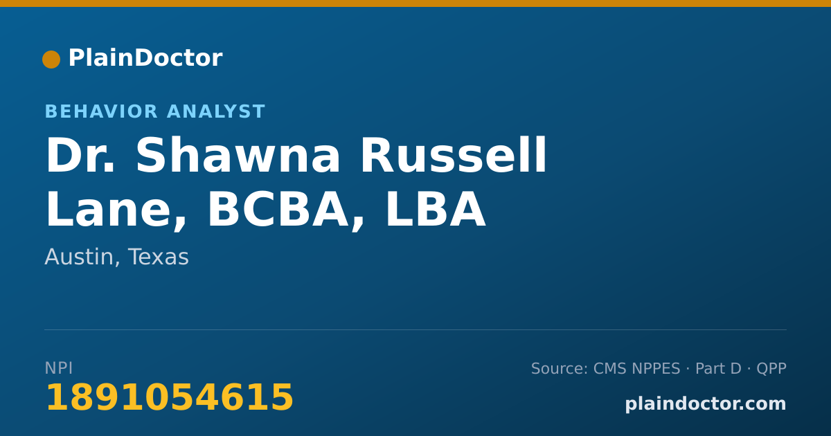 Shareable card for Shawna Russell Lane, BCBA, LBA - Behavior Analyst, Austin, TX