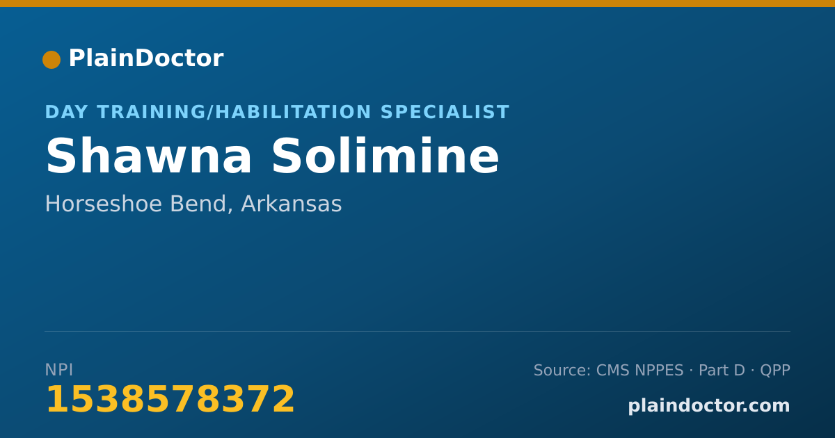 Shareable card for Shawna Solimine - Day Training/Habilitation Specialist, Horseshoe Bend, AR