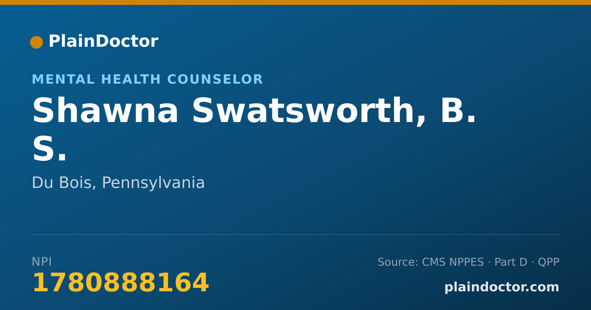 Shareable card for Shawna Swatsworth, B. S. - Mental Health Counselor, Du Bois, PA
