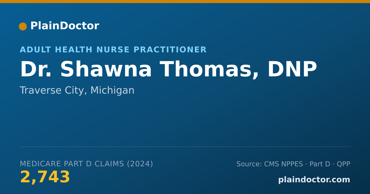 Shareable card for Shawna Thomas, DNP - Adult Health Nurse Practitioner, Traverse City, MI