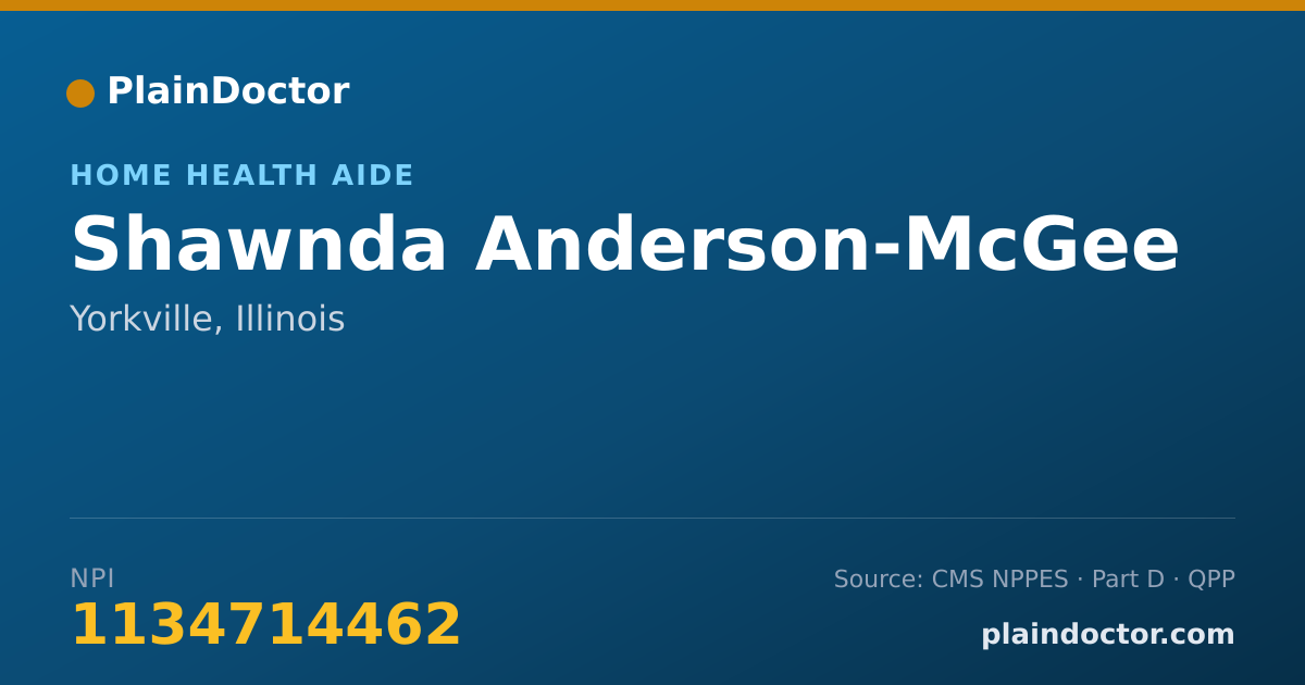 Shareable card for Shawnda Anderson-McGee - Home Health Aide, Yorkville, IL
