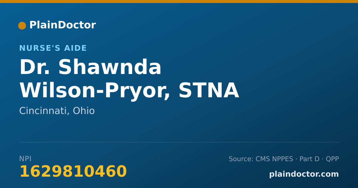 Shareable card for Shawnda Wilson-Pryor, STNA - Nurse's Aide, Cincinnati, OH
