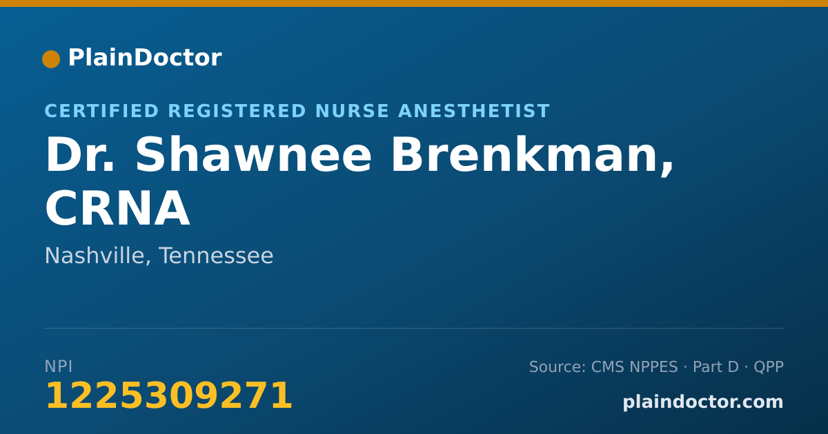 Shareable card for Shawnee Brenkman, CRNA - Certified Registered Nurse Anesthetist, Nashville, TN