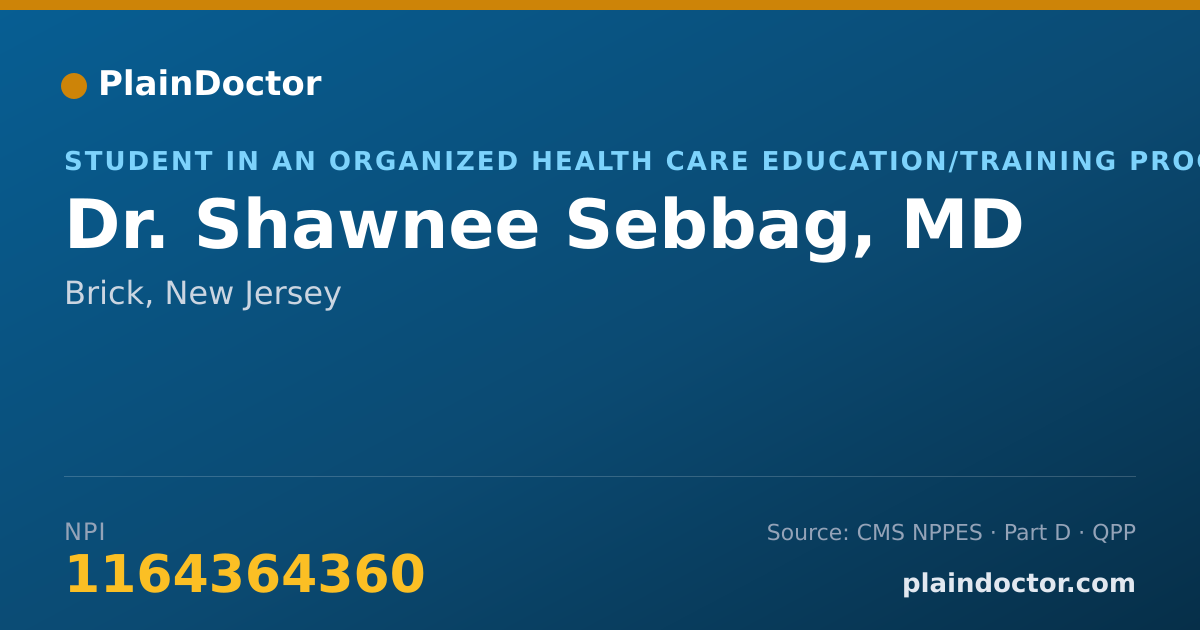 Shareable card for Shawnee Sebbag, MD - Student in an Organized Health Care Education/Training Program, Brick, NJ