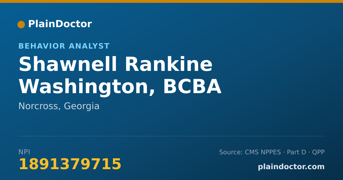 Shareable card for Shawnell Rankine Washington, BCBA - Behavior Analyst, Norcross, GA