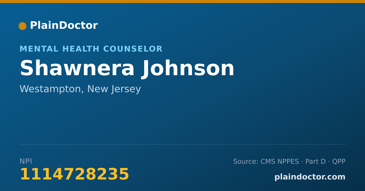 Shareable card for Shawnera Johnson - Mental Health Counselor, Westampton, NJ