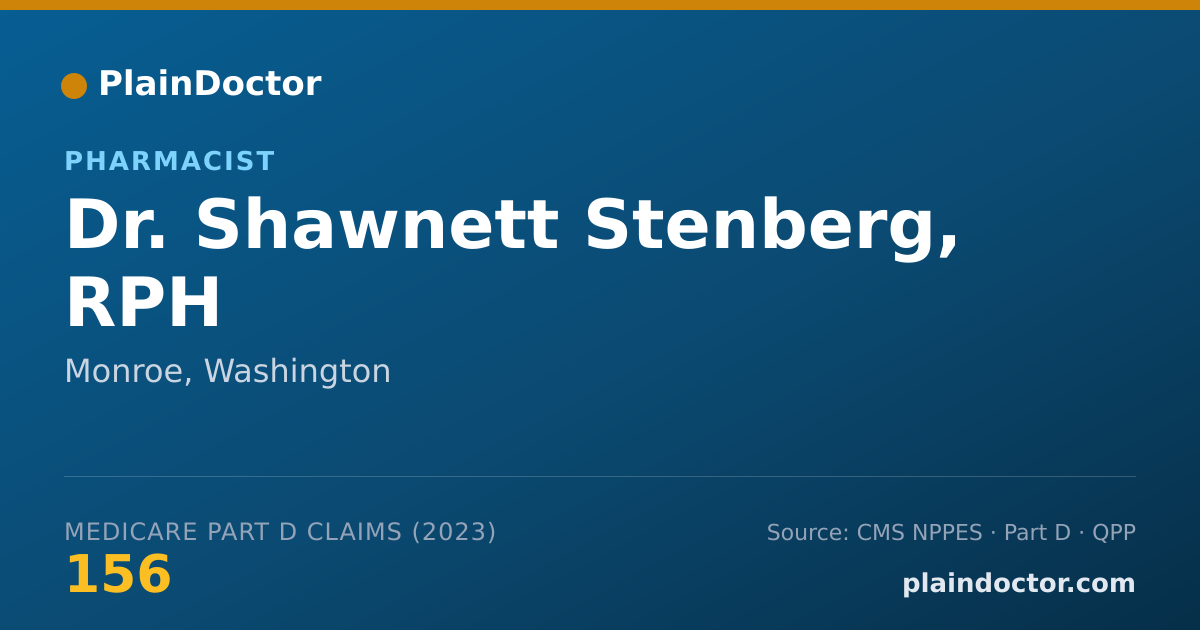 Shareable card for Shawnett Stenberg, RPH - Pharmacist, Monroe, WA